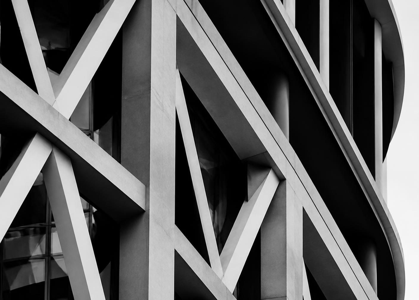 Structural steel and concrete detail of a Dubai high-rise