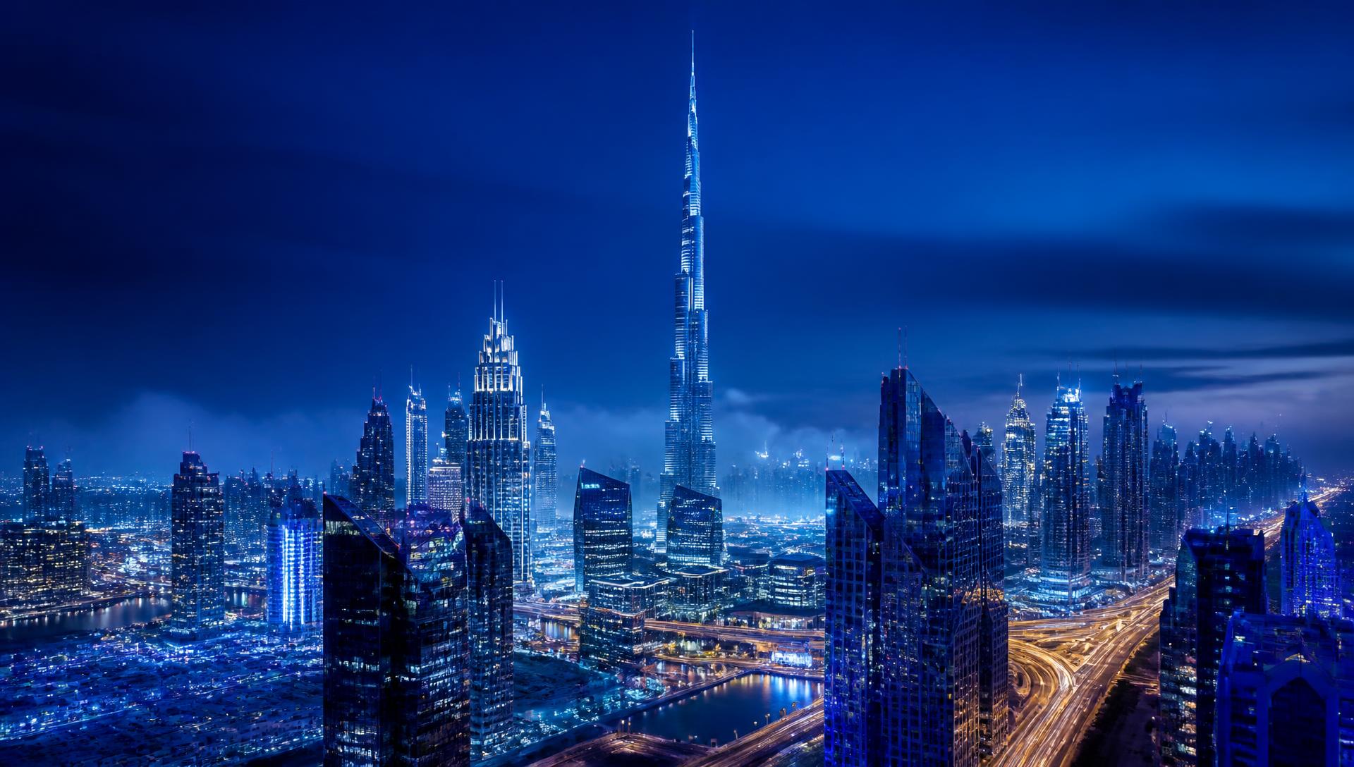 Dubai skyline at blue hour